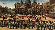 Gentile Bellini Procession of the True Cross in Piazza San Marco oil painting